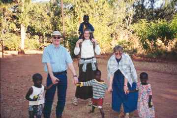 Duane, Jill, Carol with kids at Embangweni